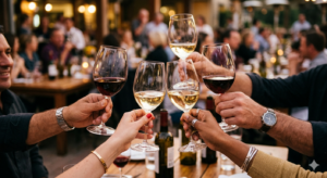 People holding glasses of wine