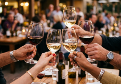 People holding glasses of wine